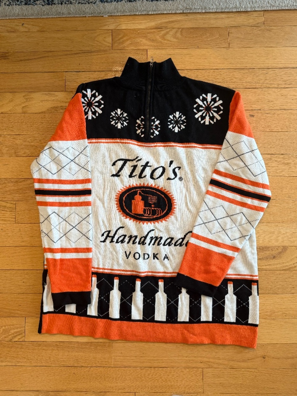 Tito's Vodka Ugly Christmas Sweater- Size XL- Quarter Zip
